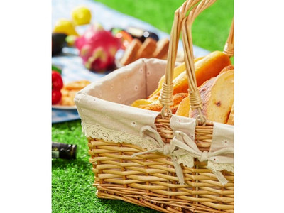 Mini-Picknickkörbe mit Griffen, hochbewerteter Korb, Stoff, faltbar, Kunststoff